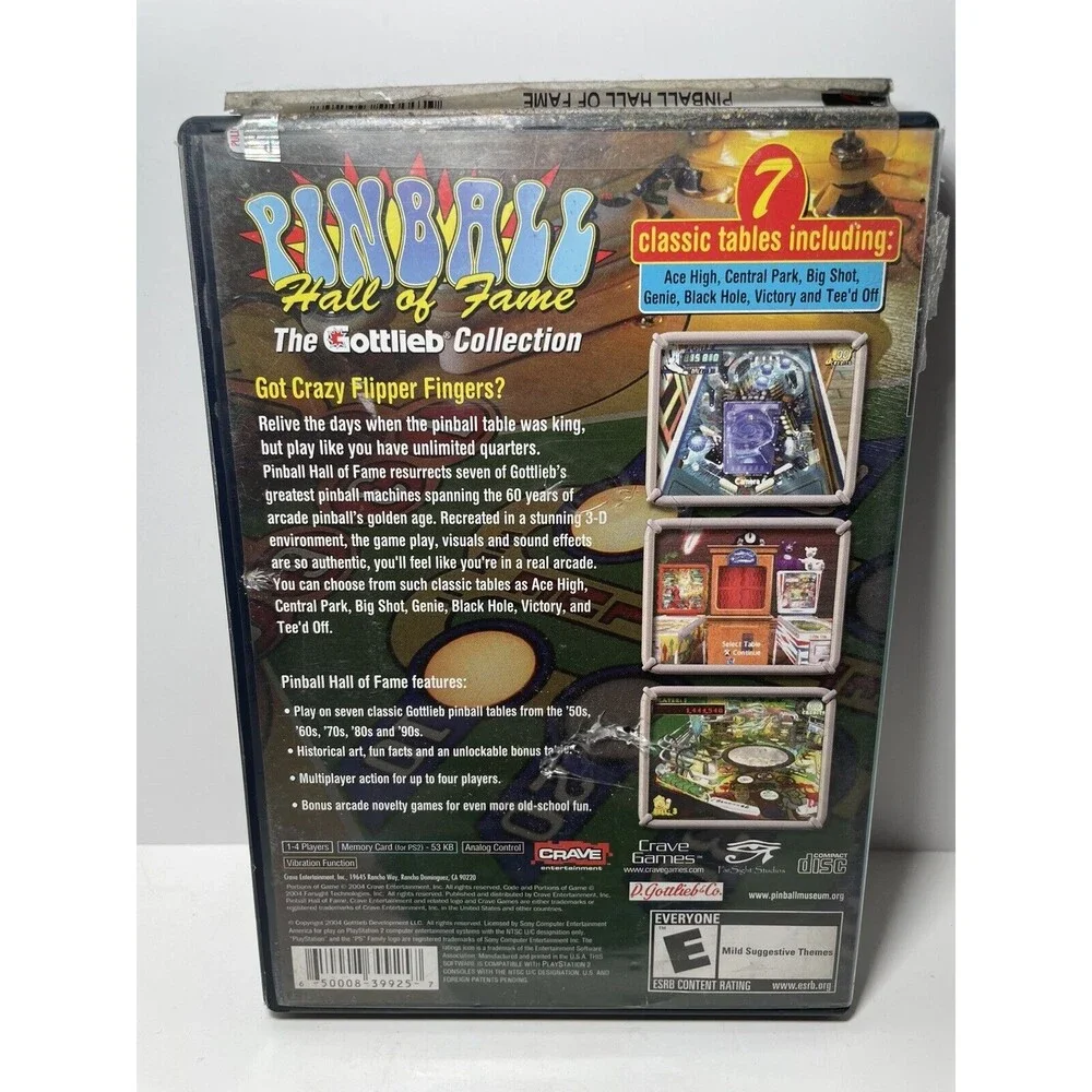 Pinball Hall of Fame The Gottlieb Collection (PlayStation 2, PS2)